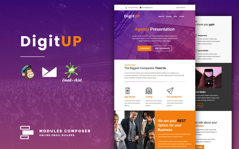 DigitUP – Responsive Email for Agencies, Startups & Creative Teams Newsletter Template