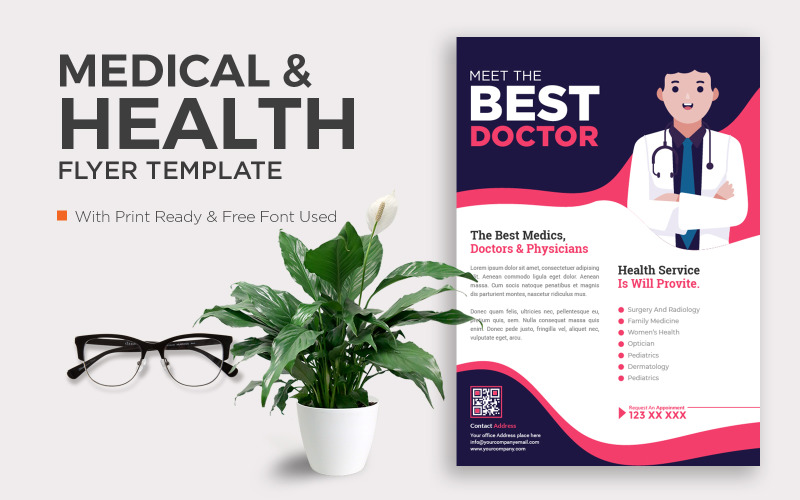 Medical Flyer Corporate Template Design with Vector. Corporate Identity