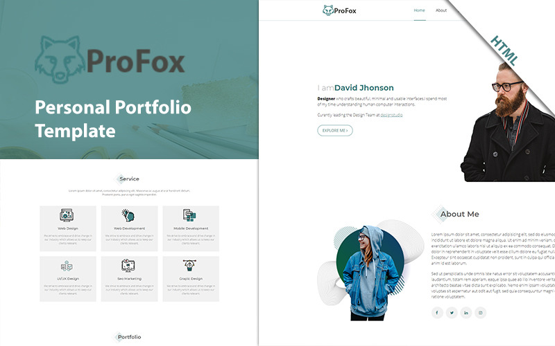 Profox- Responsive Personal Portfolio HTML Website Template Landing Page Template