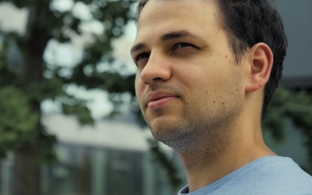 Handsome Man Portrait Office Buildings Background Stock Video