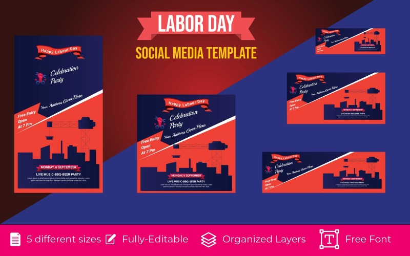 Banner Design Labor Day Social Media