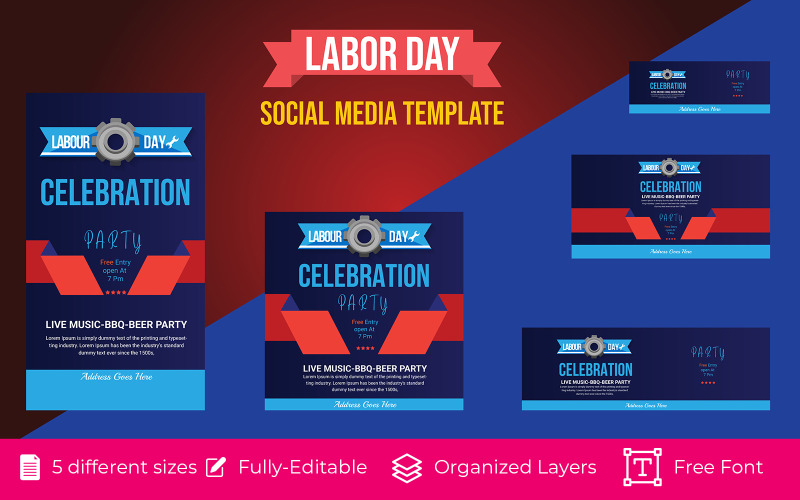 Happy Labor Day Holiday Vector Text for Social Media