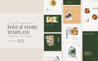 Elegant Restaurant Instagram Post and Story Template