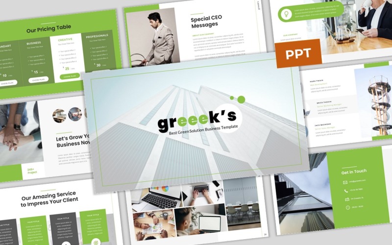 Greeek's - Green Business PowerPoint Template