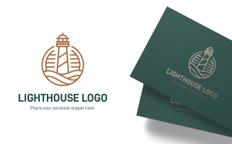 Lighthouse Line Art Logo Template