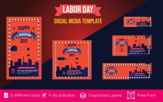USA Labor Day Holiday Social Media template