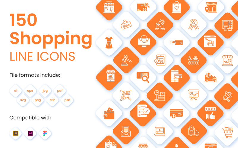 Set of Shopping and Commerce Iconset template Icon Set