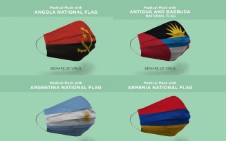 Mask with Angola Antigua Argentina Armenia Nation flag Product Mockup
