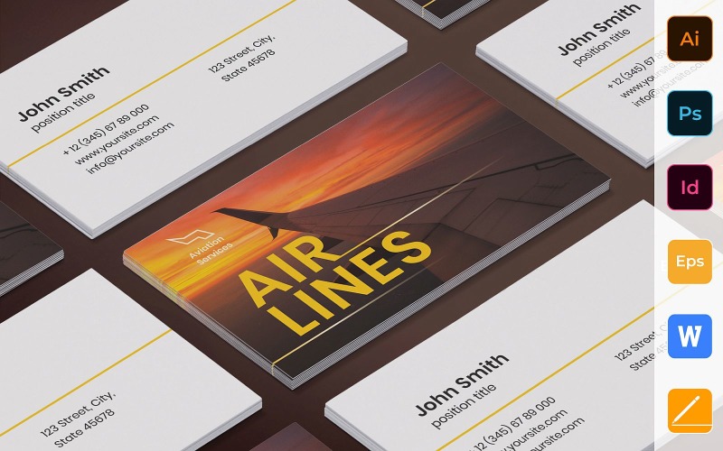 Professional Airlines Aviation Business Card Template Corporate Identity