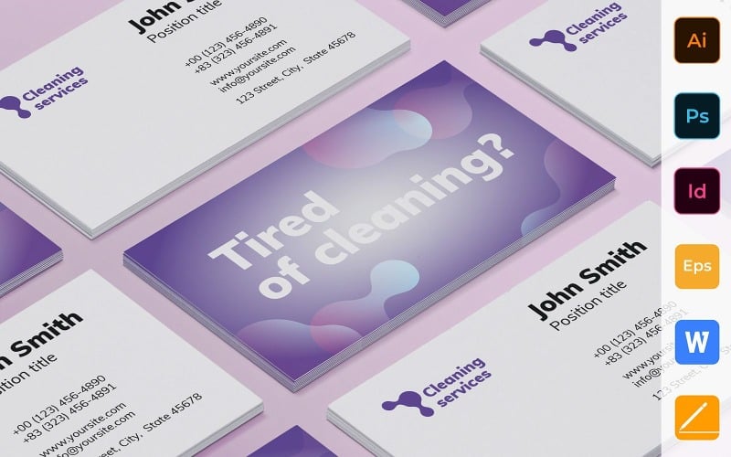 Professional Cleaning Service Business Card Template Corporate Identity