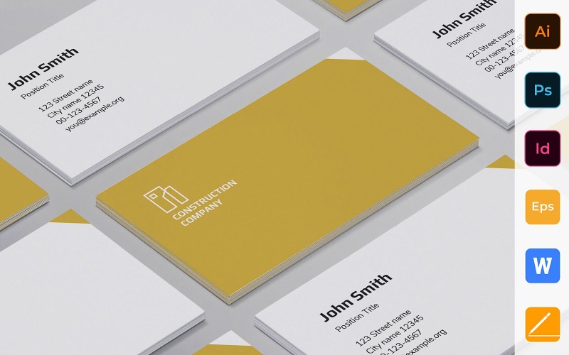 Professional Construction Business Card Template Corporate Identity