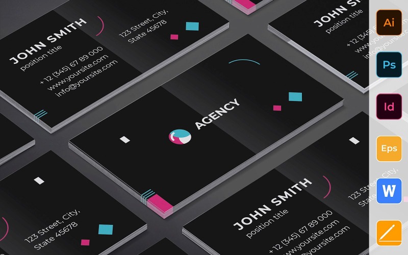 Professional Creative Agency Business Card Template Corporate Identity