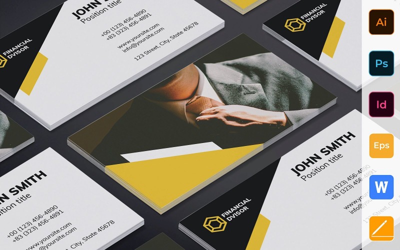 Professional Financial Advisor Business Card Template Corporate Identity