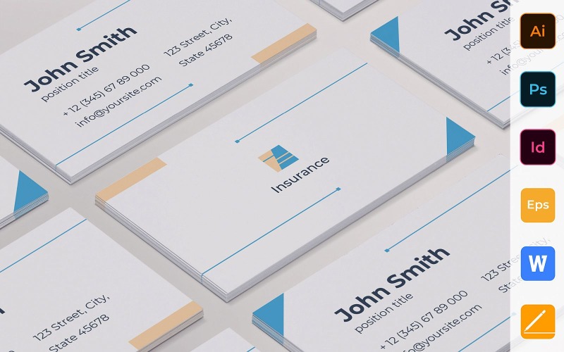 Professional Insurance Agency Business Card Template Corporate Identity
