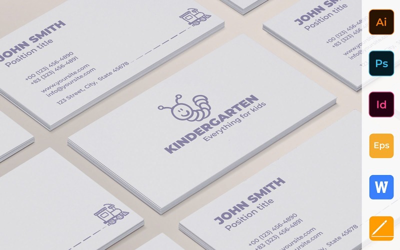 Professional Kindergarten Business Card Template Corporate Identity