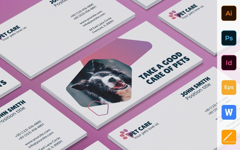 Professional Pet Grooming Care Business Card Template Corporate Identity