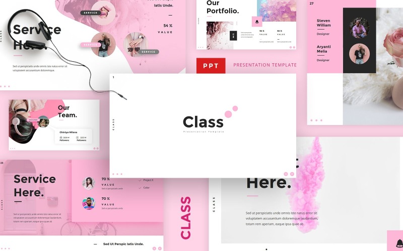 Class - Beauty Fashion Powerpoint template PowerPoint Template