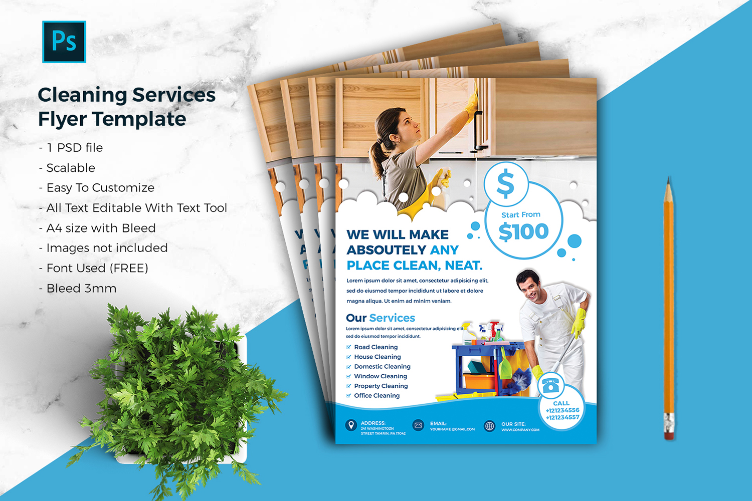 Download Cleaning Services Flyer vol.02 Corporate identity template | ThemePlug.net