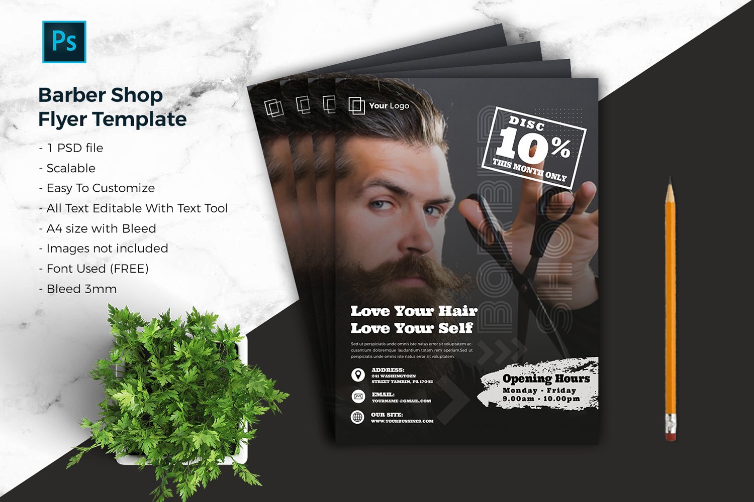 Template #175716 Flyer Barbershop Webdesign Template - Logo template Preview