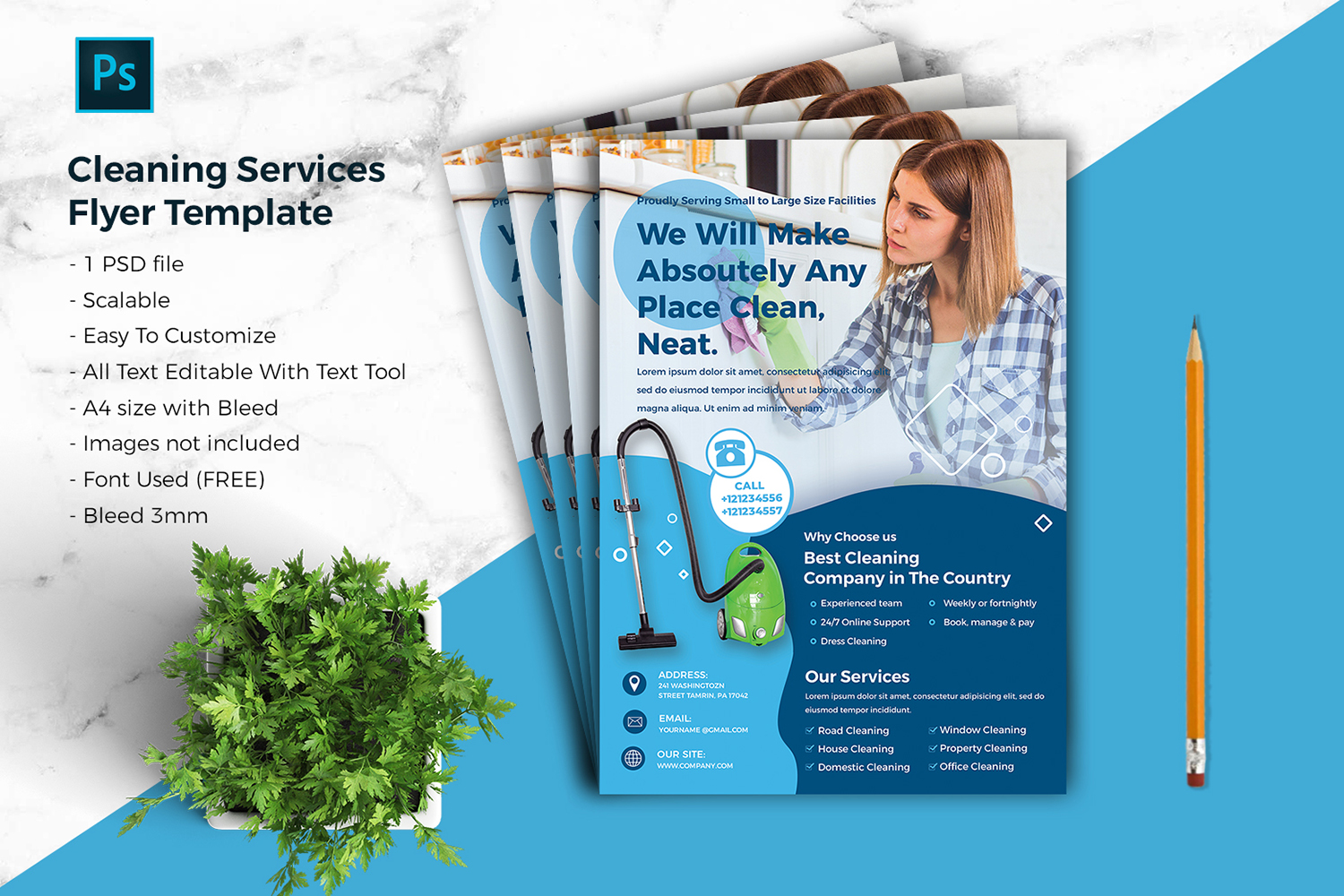 Download Cleaning Services Flyer vol.01 Corporate identity template | ThemePlug.net