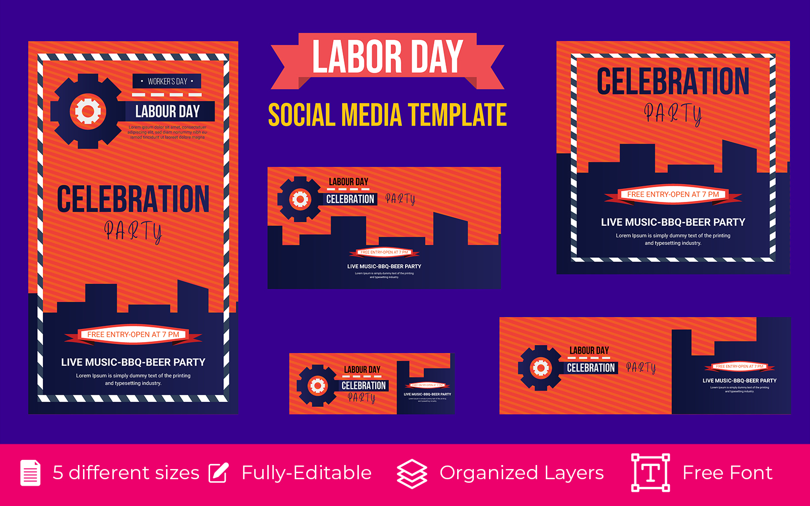 Download Happy Labor Day Social Media Banner design | ThemePlug.net