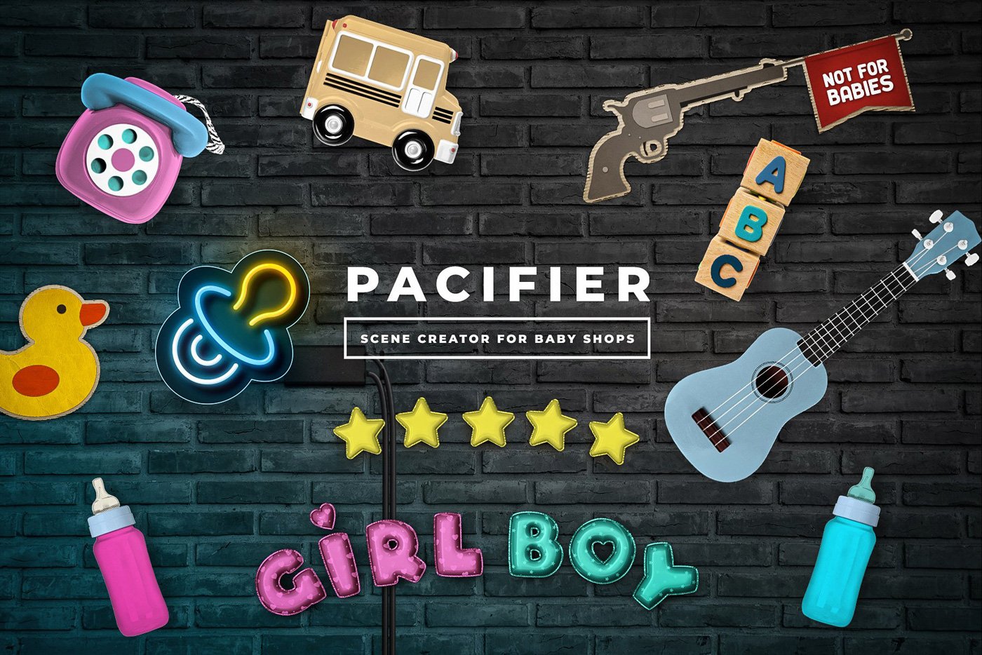 Download Pacifier – Baby Shop Scene Creator Product Mockup | ThemePlug.net