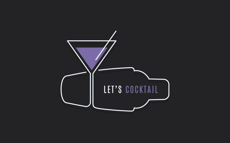 Cocktail Shaker with Martini Glass. Logo Template