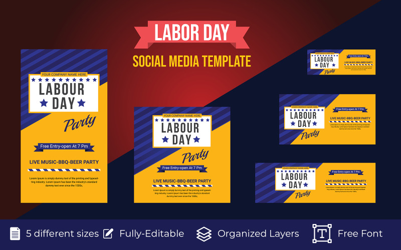 Social Media Web Banner design Labor Day