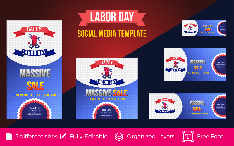 USA Labor Day Social Media Banner design