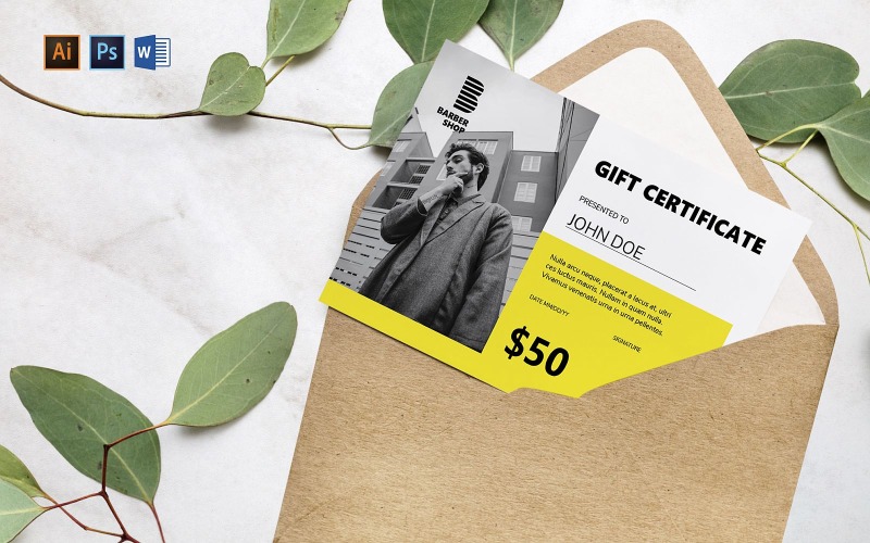 Professional Barbershop Gift Certificate Template