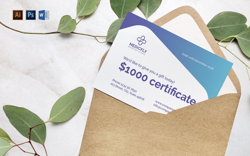 Professional Medical Clinic Gift Certificate Template