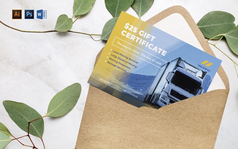 Professional Trucking Logistics Gift Certificate Template