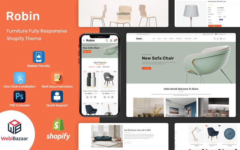 Robin - Modern Furniture Responsive Shopify Template Shopify Theme
