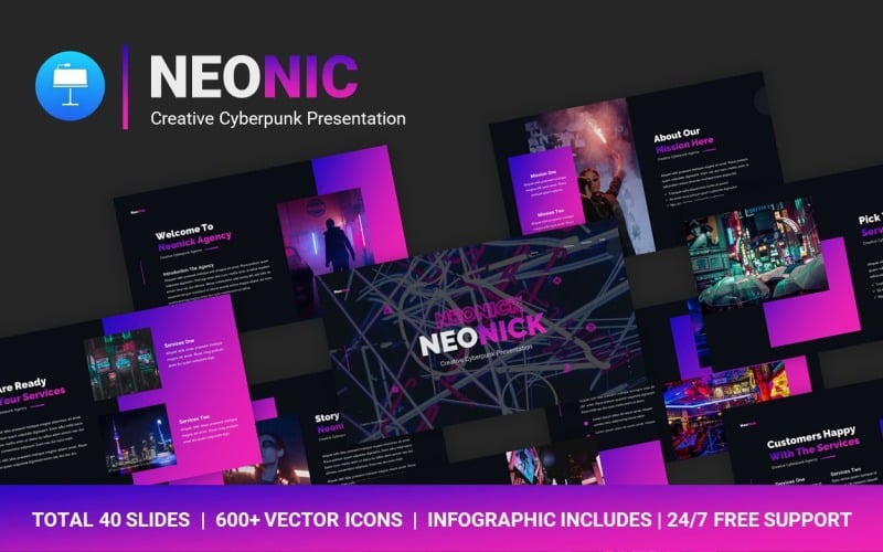 FREE NeoNick Creative Cyberpunk Professional Presentation Keynote Template