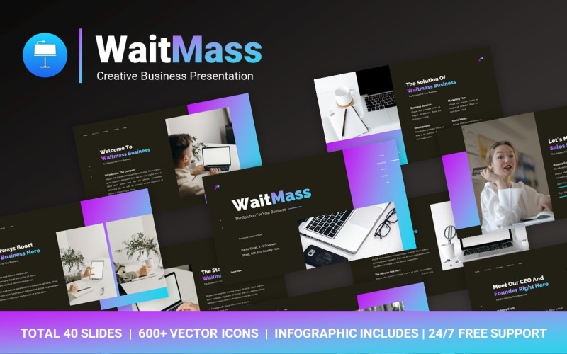 FREE WaitMass Creative Business Professional Presentation Keynote Template