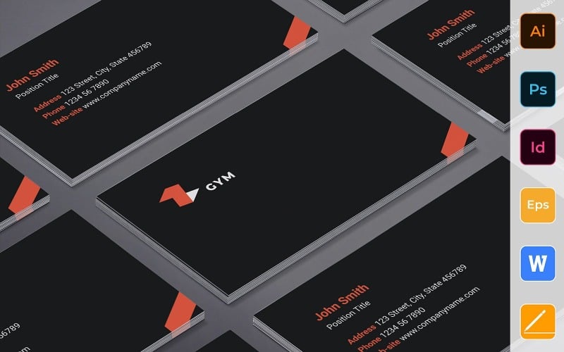 Professional Gym Business Card Template Corporate Identity