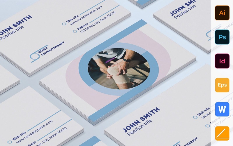 Professional Physiotherapy Business Card Template Corporate Identity