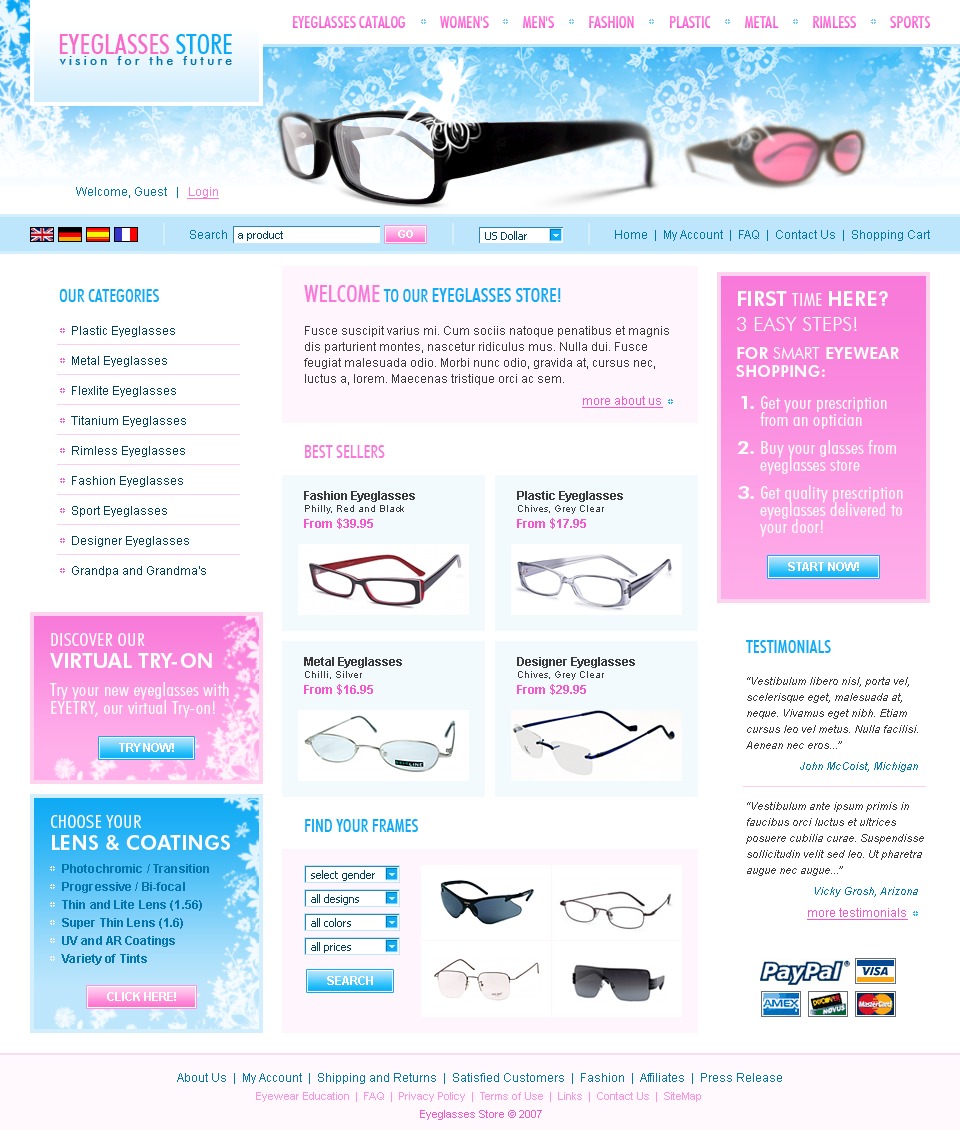 Eye Glasses site Template 17639