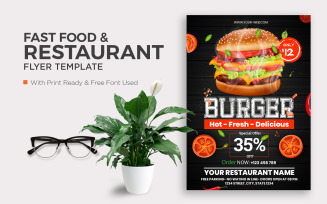 Burger flyer template design with vector