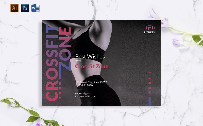 Creative Fitness Studio Greeting Card Template Corporate Identity