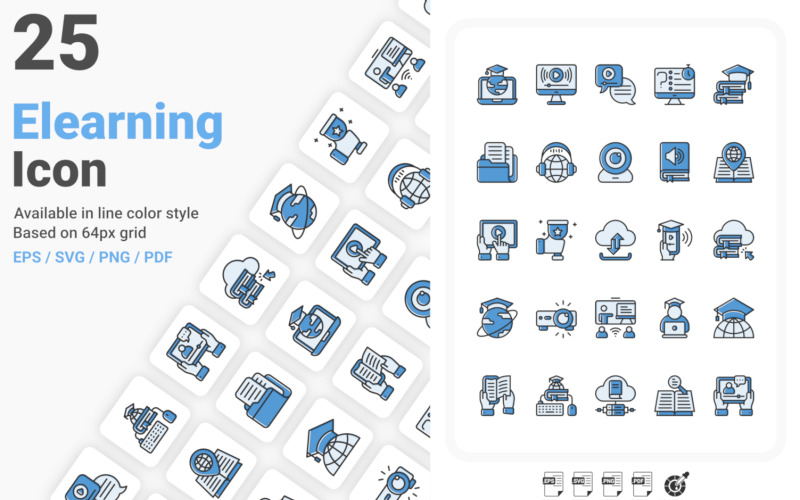 Online Learning Iconset template Icon Set