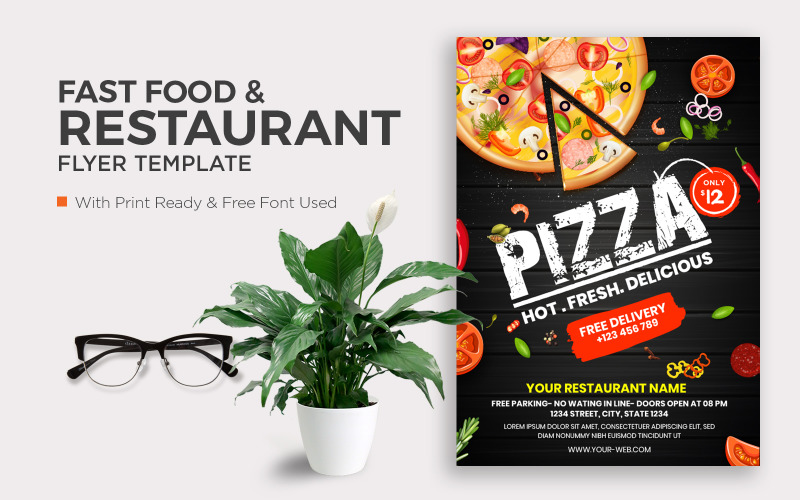 Pizza and Restaurant Flyer Template Corporate Identity