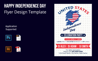 4th July Happy Independence Day Flyer Design Template