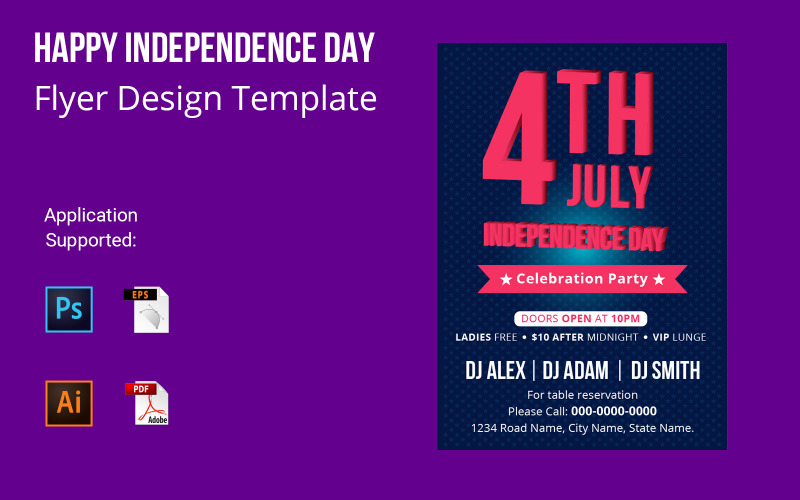 4th july USA Independence Day Design Flyer Template Corporate Identity