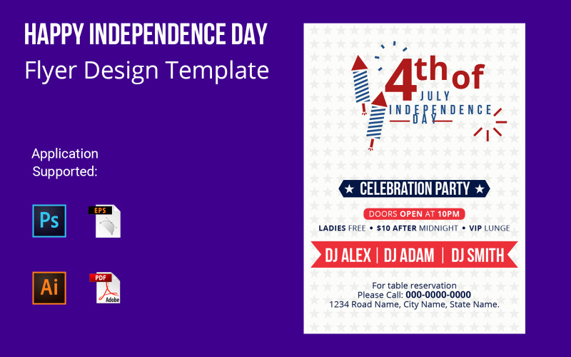 USA Independence Day Design Flyer Template for Independence Day. Corporate Identity