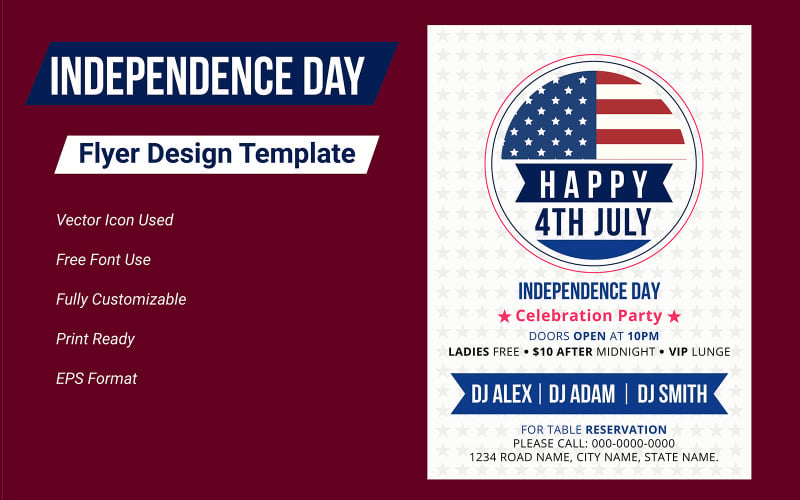 USA Independence Day Party Poster Design Template Corporate Identity