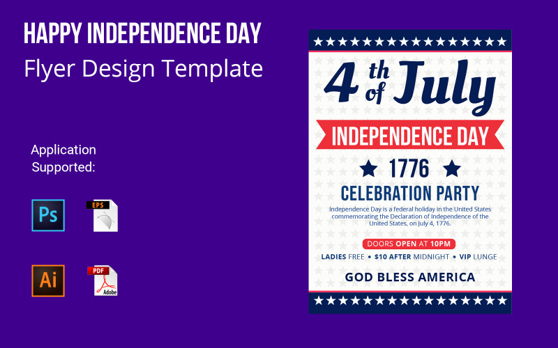 USA Symbol Independence Day Design Flyer Template Corporate Identity