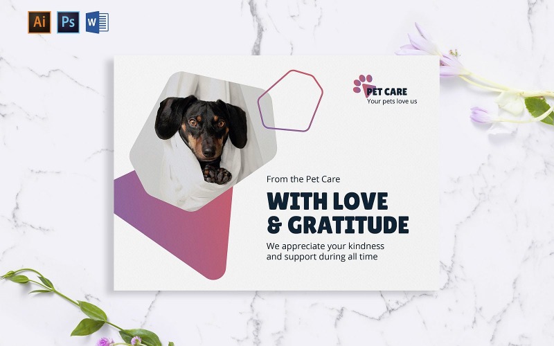 Creative Pet Grooming Care Greeting Card Corporate identity template Corporate Identity