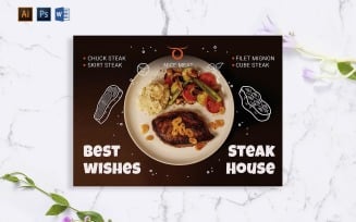 Creative Steak House Greeting Card Corporate identity template