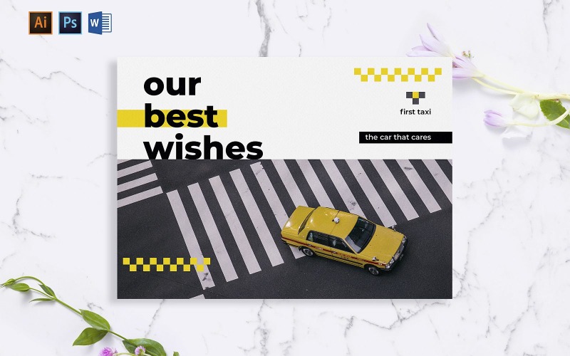 Creative Taxi Service Greeting Card Corporate identity template Corporate Identity